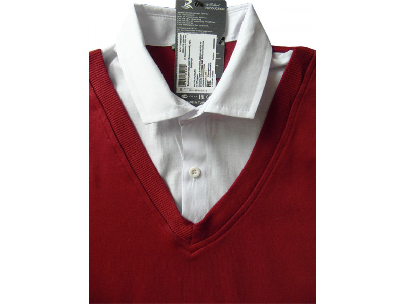 Обманка бордовый жилет с белой рубашкой для полного мальчика в школу.